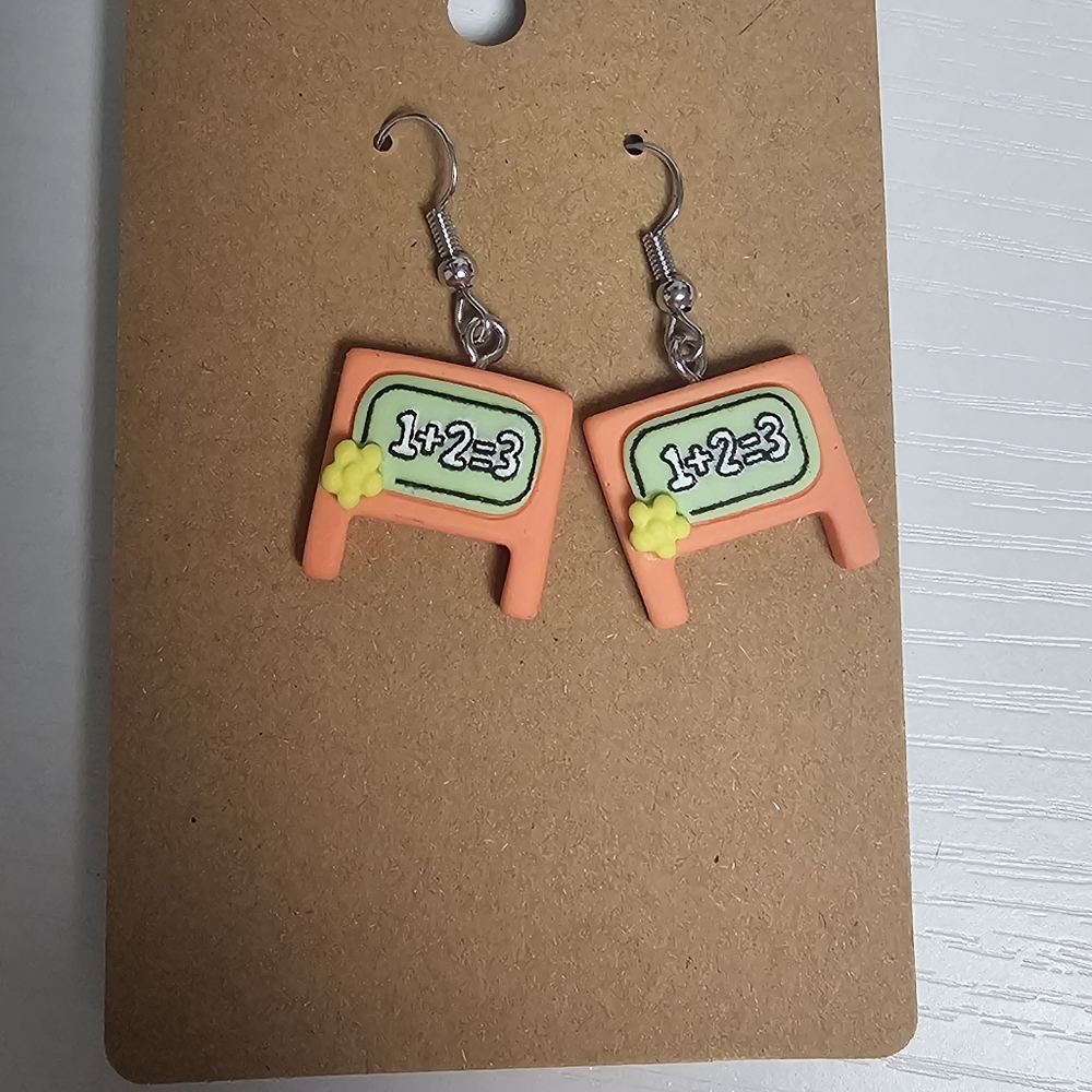 Chalkboard Earrings with Orange Frame